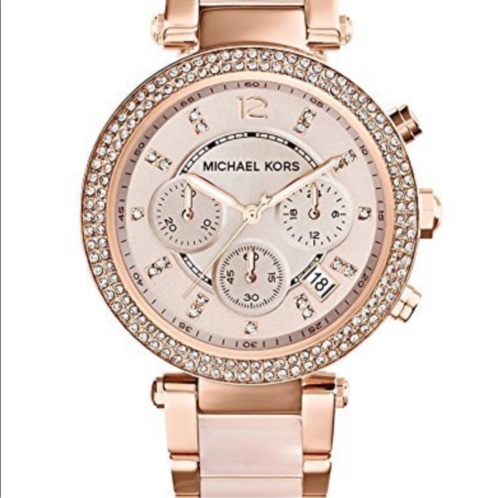 Michael Kors Rose Gold Women's Parker Watch new battery - Picture 3 of 10